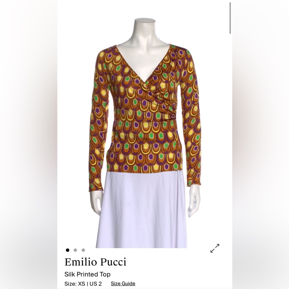 Emilio Pucci Multicolor Silk Long Sleeve Top